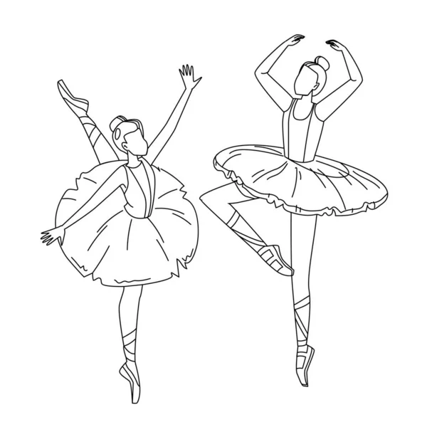 Bailarinas con tutú bailando ballet Vector Ilustración — Vector de stock