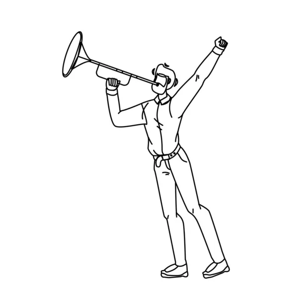 Трубач играет на музыкальном инструменте векторная иллюстрация трубы — стоковый вектор