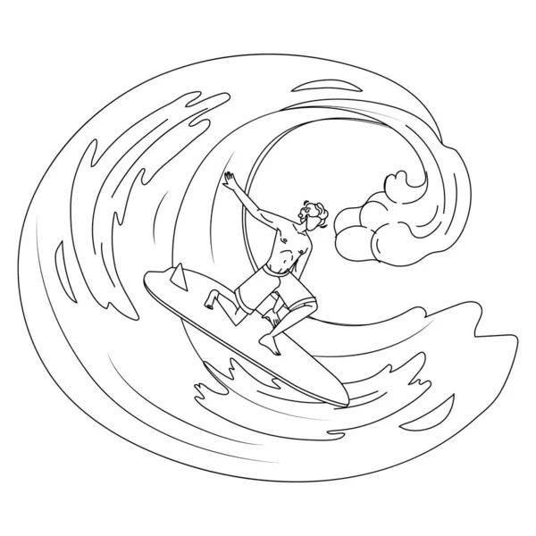 Серфинг в открытом океане — стоковый вектор