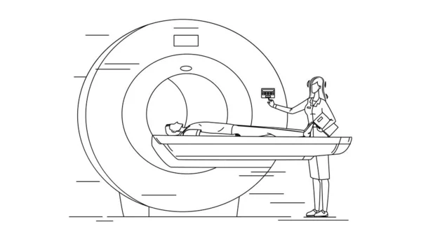 A beteg felkészítése Mri Scan vizsgálati vektorra — Stock Vector