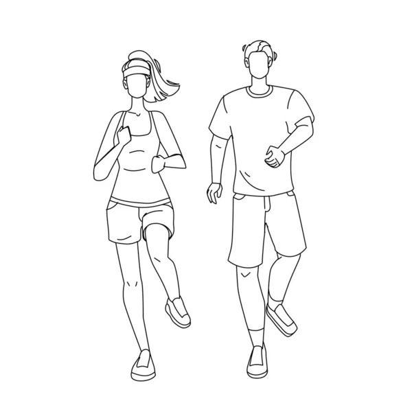 Joggers Man And Woman Running Together Vector - Stok Vektor