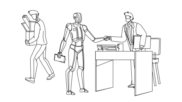 Despido del trabajador salir de la oficina con suministros Vector — Archivo Imágenes Vectoriales