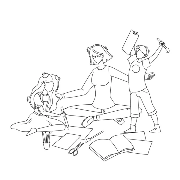 Няня робити вправи з дітьми Векторні ілюстрації — стоковий вектор