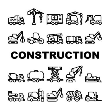 Yapı Araç Koleksiyonu Simgeleri Ayrı İllüstrasyon Ayarla