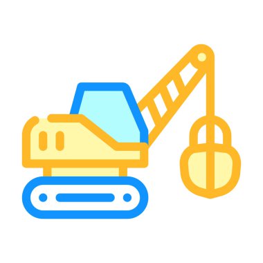 Çekici kazıcı renk simgesi vektörü izole edilmiş illüstrasyon