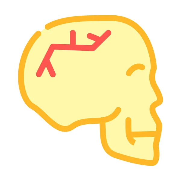 Cráneo fractura color icono vector aislado ilustración — Vector de stock