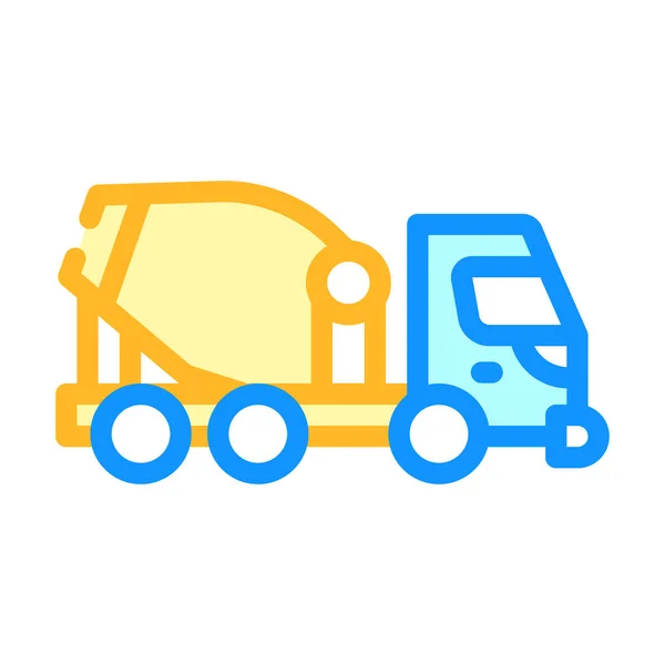 Betonnen mixer truck kleur pictogram vector illustratie — Stockvector