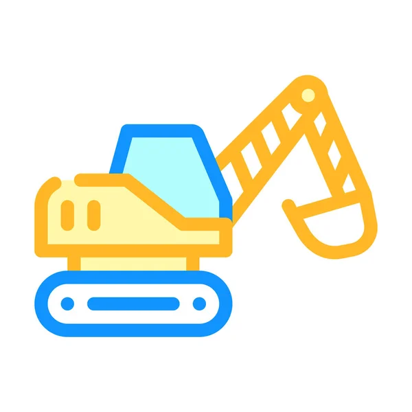 Graafmachine constructie voertuig kleur pictogram vector illustratie — Stockvector