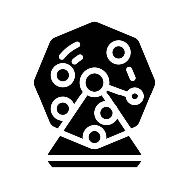 Toplu loto makinesi glyph ikon vektör illüstrasyonu