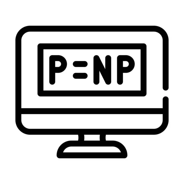 P vs NP problema sin resolver en la ilustración de vectores de iconos de línea de ciencias de la computación — Vector de stock