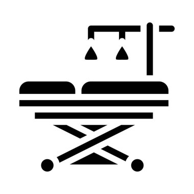 Hasta taşımacılığı için sedye tıbbi aracı simge vektör illüstrasyonu