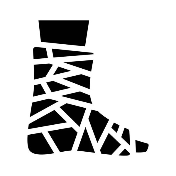 包帯された足首のグリフアイコンベクトル孤立イラスト — ストックベクタ