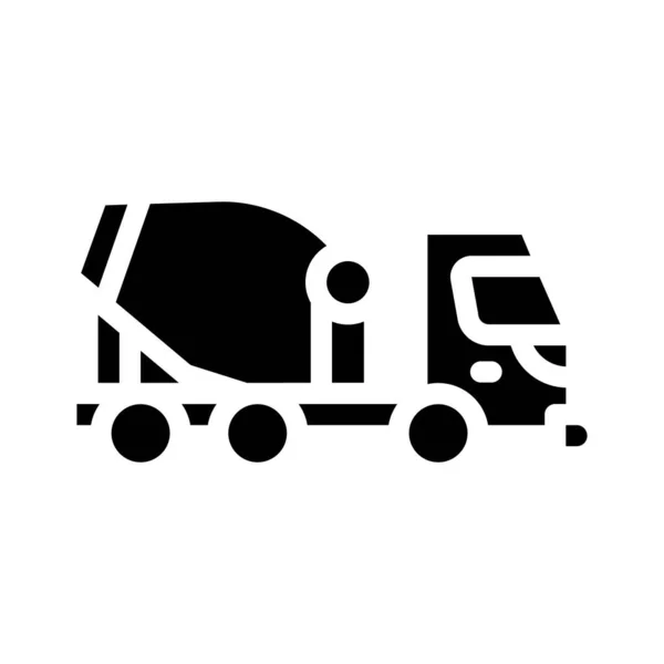 Concrete mixer truck glyph icon vector illustration — Stock Vector