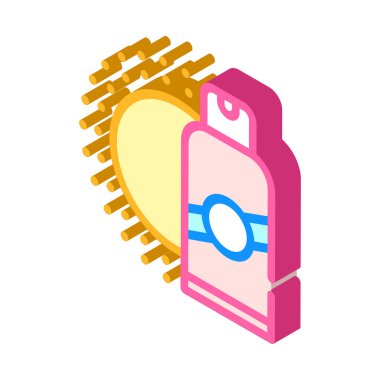 Güneş koruyucu deri şişesi izometrik ikon vektör çizimi