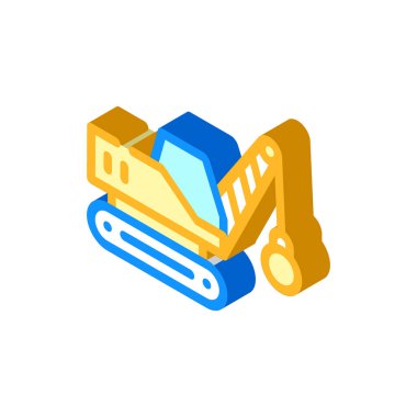 Yıkım vinci izometrik ikon vektörü izole çizimi