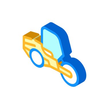 Yol silindiri izometrik ikon vektörü izole çizimi