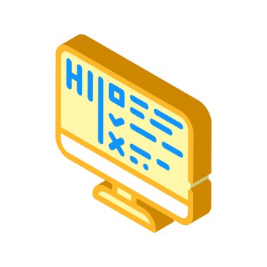 Turing testi izometrik ikon vektörü izole çizimi