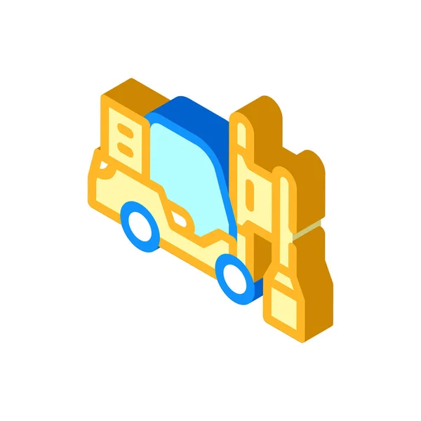 Pile driver isometric icon vector isolated illustration — Stock Vector