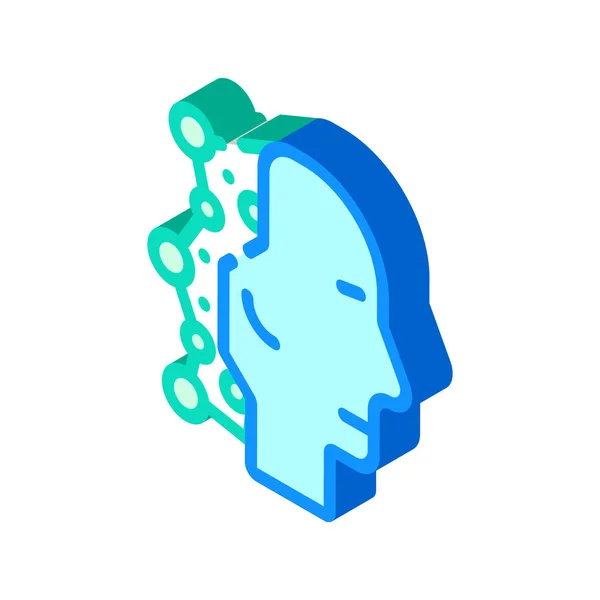 로봇 머리 인공지능 isometric icon vector illustration — 스톡 벡터
