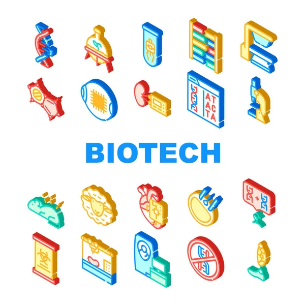 Biotech Technologie Collectie Pictogrammen Set vectorafbeeldingen — Stockvector
