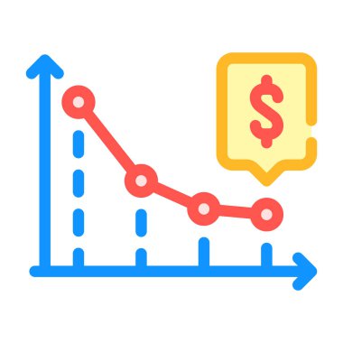 Düşen ok bilgisel renk ikonu vektör resimlemesi