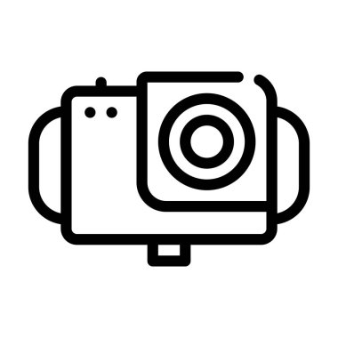 Su geçirmez video kamera hattı ikon vektör çizimi