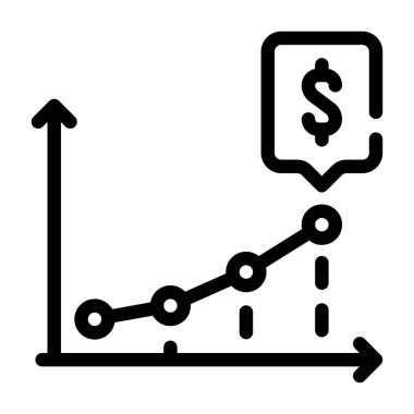 Gelir bilgisi çizgisi ikon vektör illüstrasyonunun büyümesi