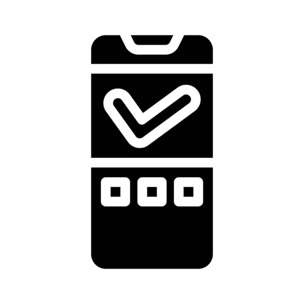 Genehmigte Marke mobile Anzeige Glyphen-Symbol-Vektor-Illustration — Stockvektor