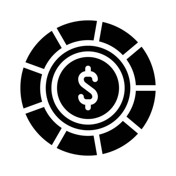 Casino chip glifo icono vector aislado ilustración — Vector de stock