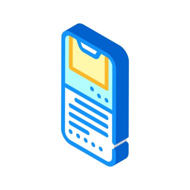 Cep telefonu izometrik ikon vektör illüstrasyonunu gözden geçir