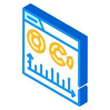 elektronik finansal rapor infografik izometrik ikon vektör illüstrasyonu