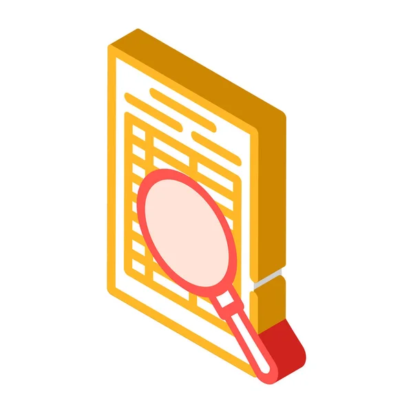 Document research isometric icon vector isolated illustration — Stock Vector