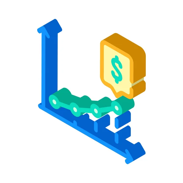 Groeiende inkomsten infografische isometrische pictogram vector illustratie — Stockvector