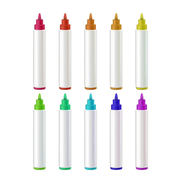 Marker tollak írószer tartozékok Set elszigetelt illusztráció — Stock Vector