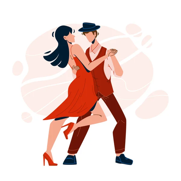 Salsa Dancing Performing Dancers Couple Vector Illustration — Stock Vector