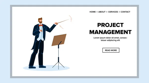 Project Management And Leadership Manager Vector Illustration — Stock Vector