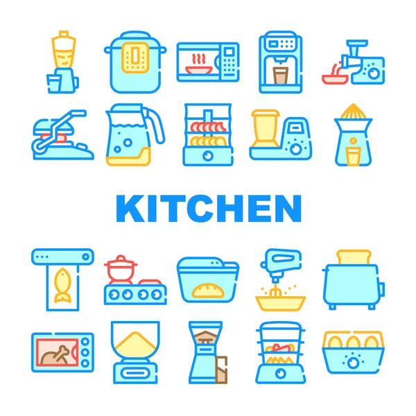 Εικονίδια συλλογή ηλεκτρονικών κουζίνας που Vector Εικονογραφήσεις — Διανυσματικό Αρχείο