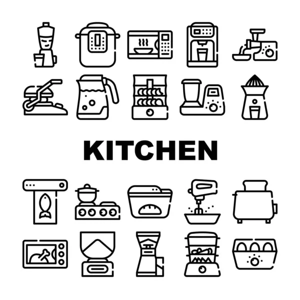 Kuchyňská elektronika Sbírka ikon Sada vektorových ilustrací — Stockový vektor