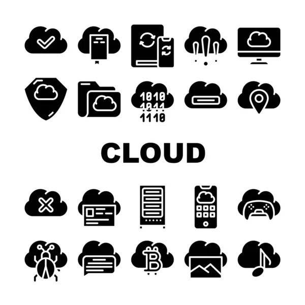 Cloud Service Storage Collection Icons setzen Vektor — Stockvektor