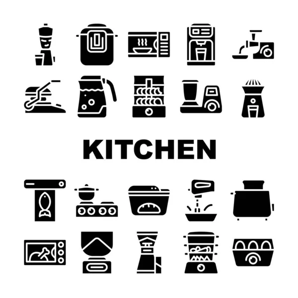 Cocina Electrónica Colección Iconos Set Vector Ilustraciones — Archivo Imágenes Vectoriales