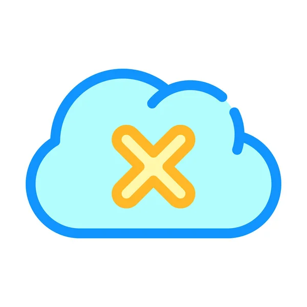Falha no acesso ícone de cor de armazenamento em nuvem ilustração vetorial — Vetor de Stock