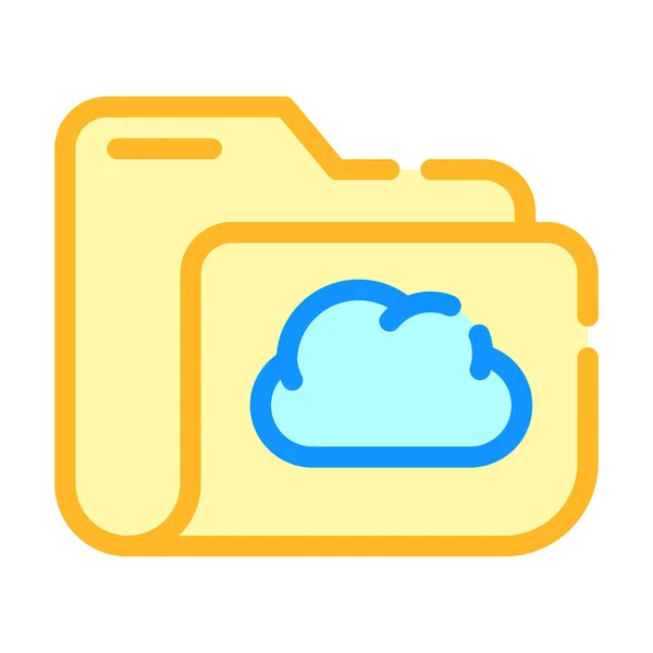 Illustration vectorielle d'icône de couleur de stockage de nuage de dossier informatique — Image vectorielle