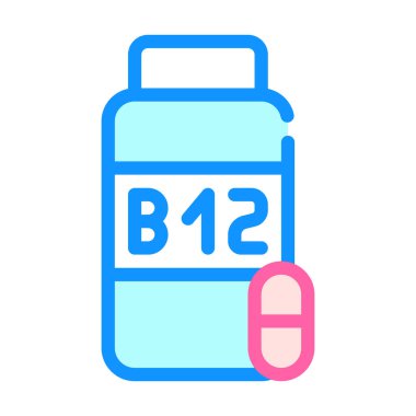 vitaminler b12 renk ikonu vektör gösterimi