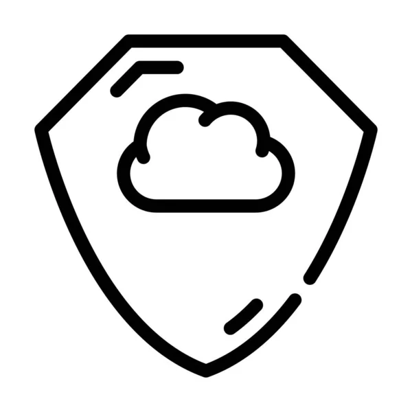 Illustration vectorielle d'icône de ligne de bouclier de protection de stockage nuage — Image vectorielle