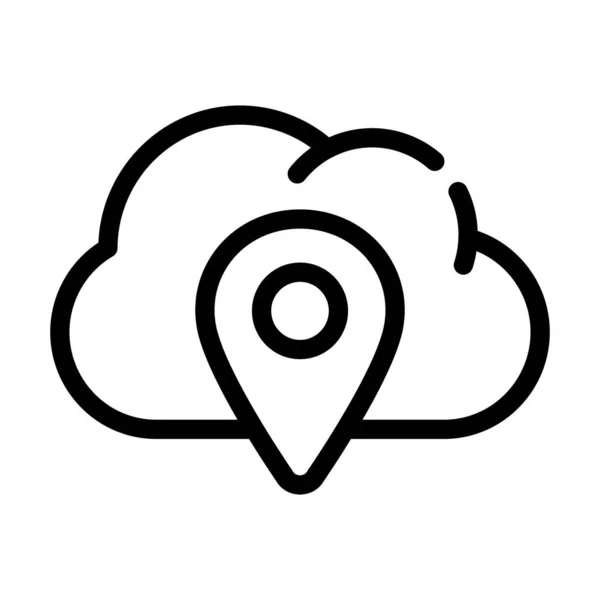 Illustration vectorielle d'icône de ligne de stockage en nuage d'emplacement gps — Image vectorielle