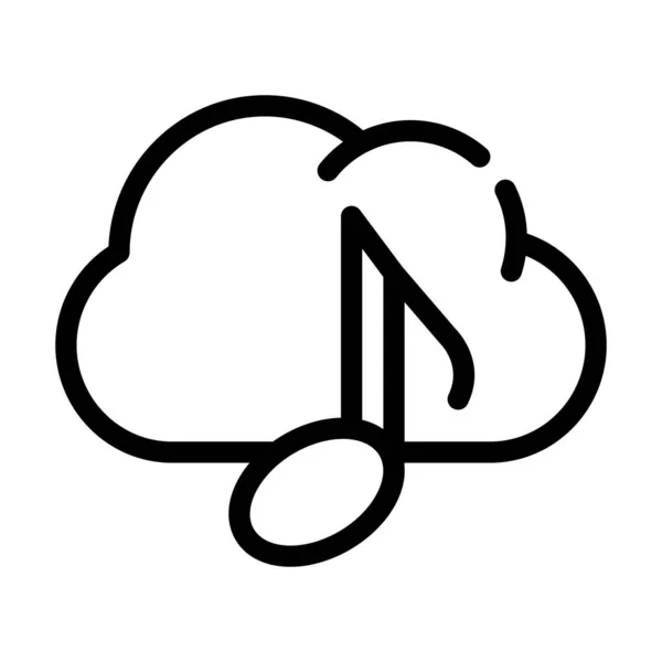 Muziek cloud opslag lijn pictogram vector illustratie — Stockvector