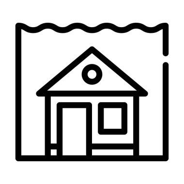 deniz seviyesi yükselme çizgisi ikon vektör çizimi