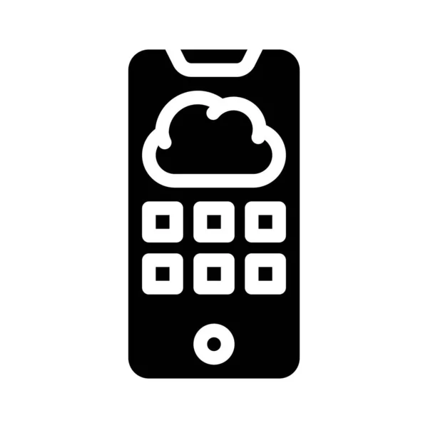 Illustration vectorielle d'icône de glyphe de fichiers de téléphone de stockage nuage — Image vectorielle