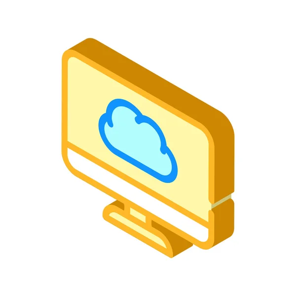 Illustration vectorielle d'icône isométrique de stockage de fichiers informatiques en nuage — Image vectorielle