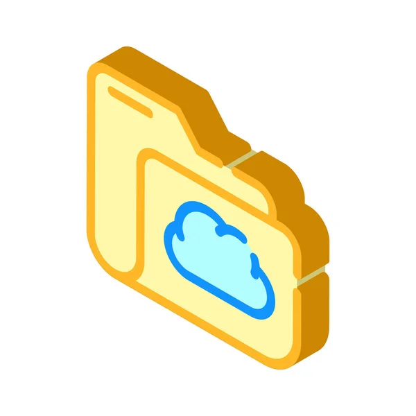 Illustration vectorielle d'icône isométrique de stockage de nuage de dossier informatique — Image vectorielle